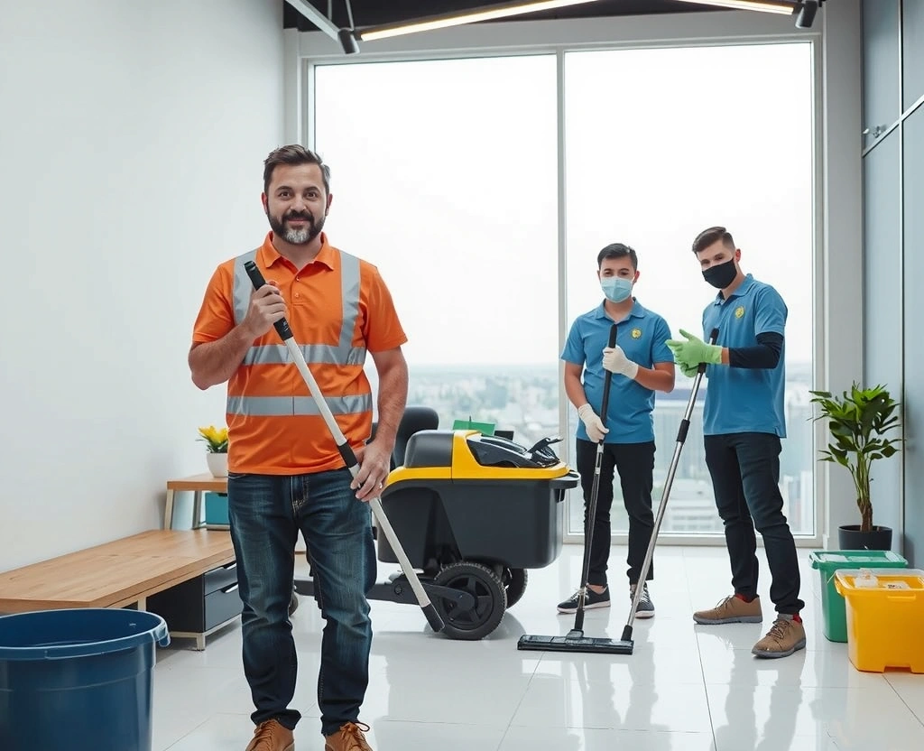FreshLoop cleaning team working in Zamboanga City office space with modern equipment and eco-friendly cleaning supplies